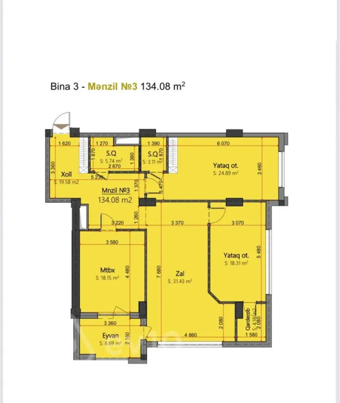 Satılır 3 otaqlı yeni tikili 140 m²