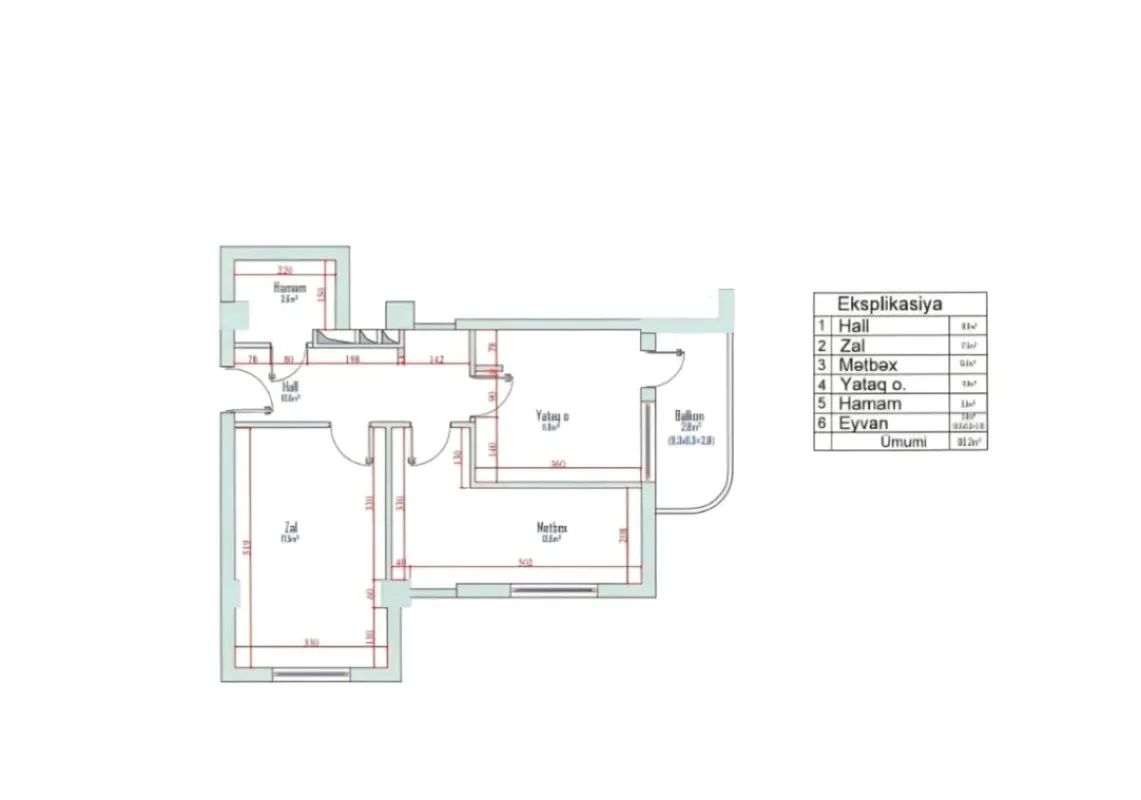 Satılır 2 otaqlı yeni tikili 66 m²