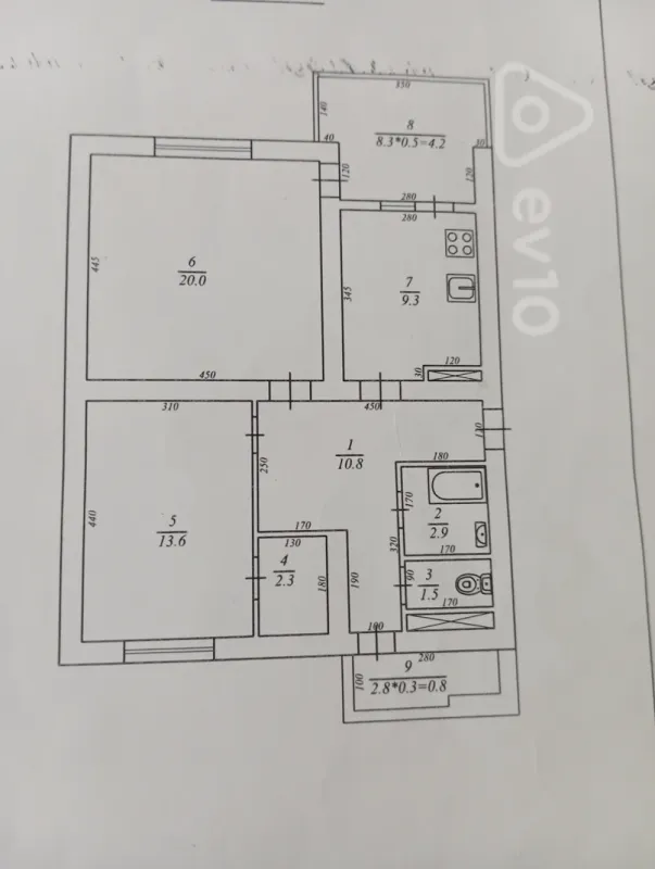 Satılır 2 otaqlı köhnə tikili 66 m²