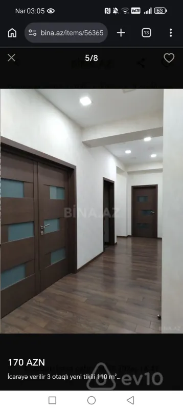 Kirayə verilir 3 otaqlı yeni tikili 110 m²