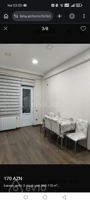 Kirayə verilir 3 otaqlı yeni tikili 110 m²