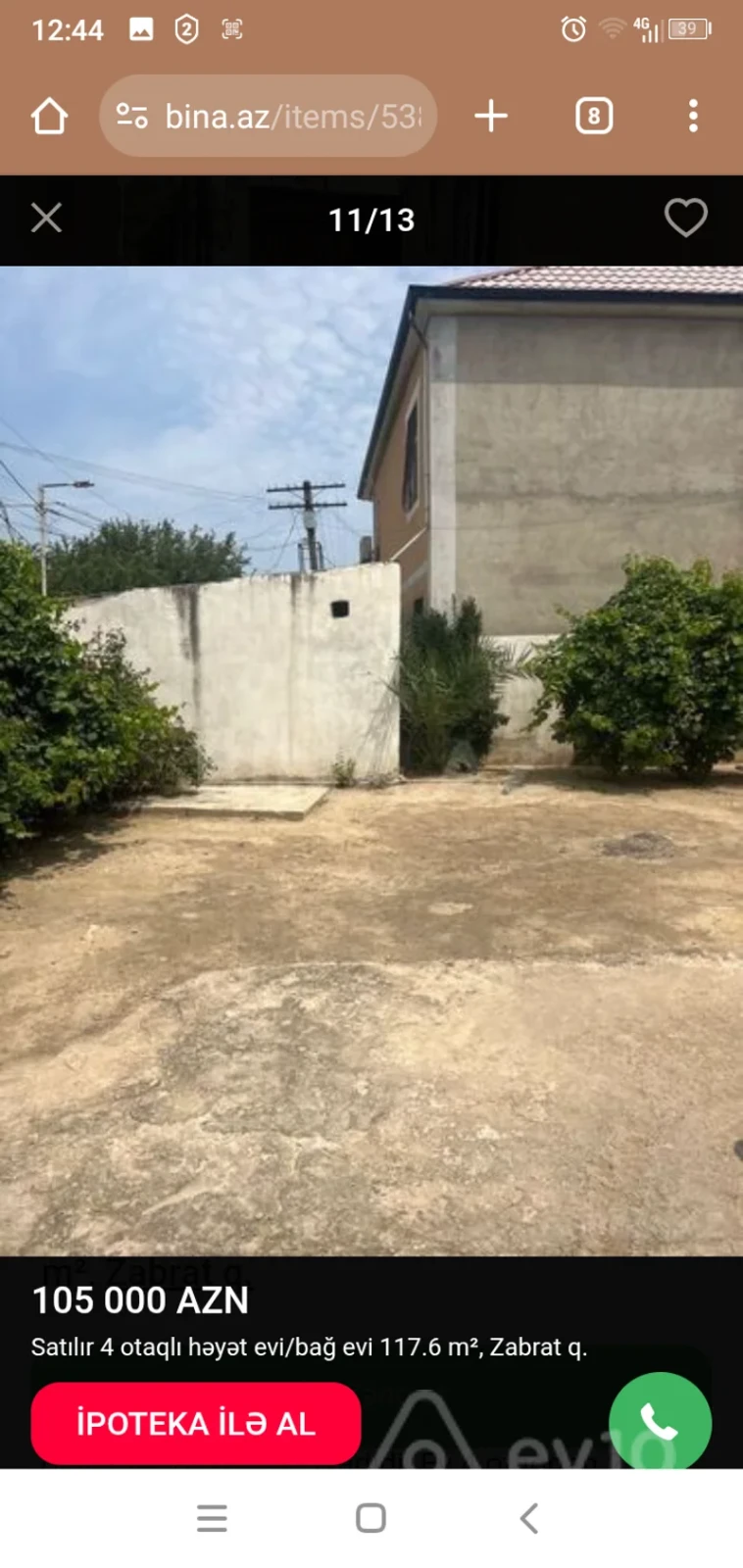 Satılır 4 otaqlı həyət evi 117 m²