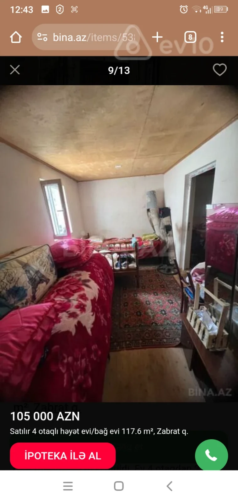 Satılır 4 otaqlı həyət evi 117 m²