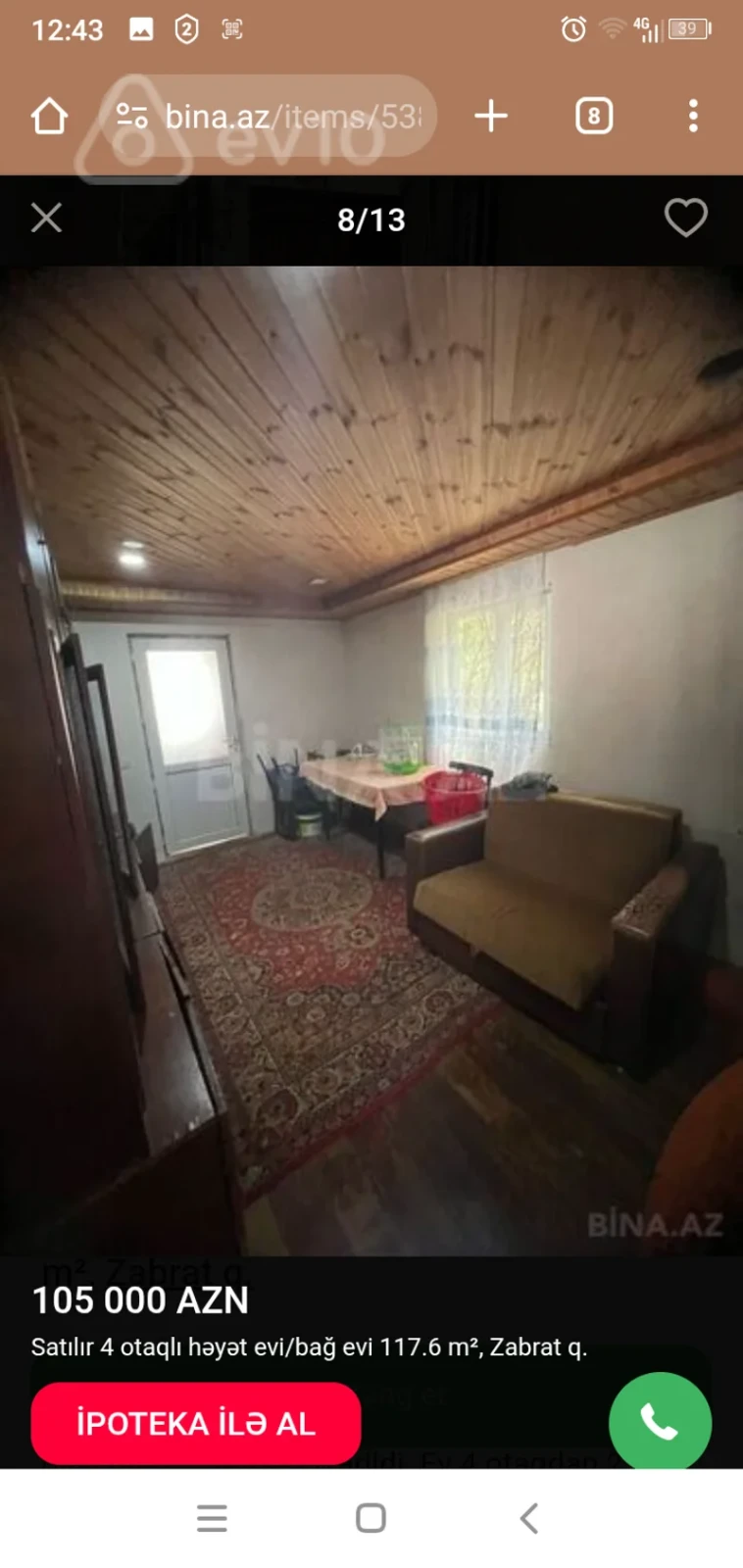 Satılır 4 otaqlı həyət evi 117 m²
