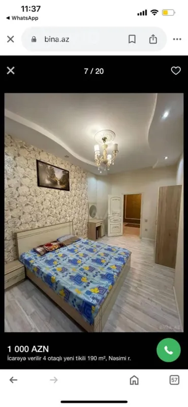 Kirayə verilir 3 otaqlı yeni tikili 90 m²