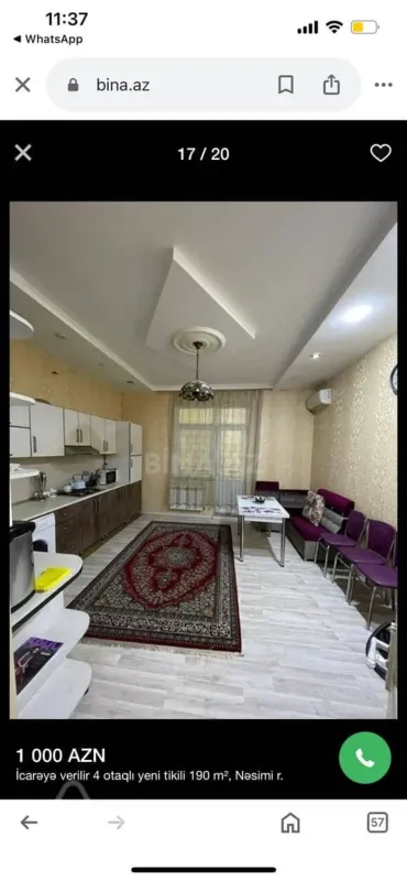Kirayə verilir 3 otaqlı yeni tikili 90 m²