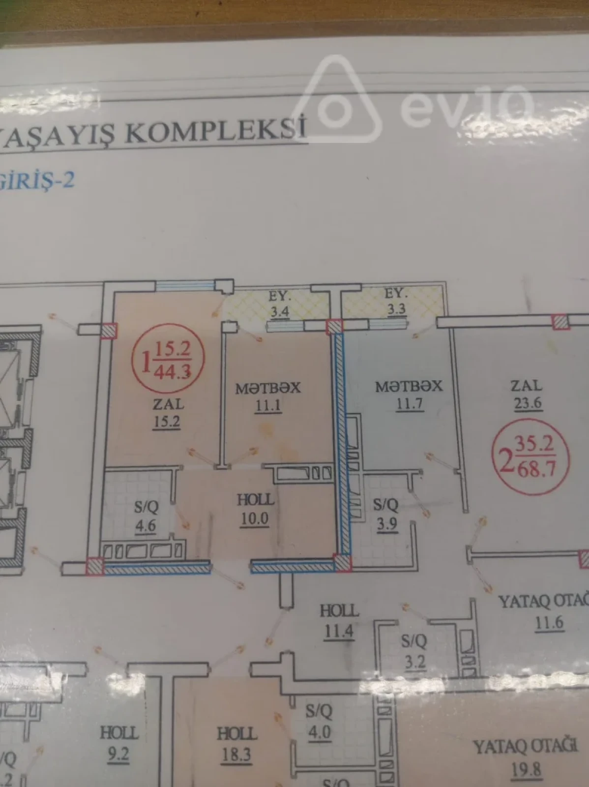 Satılır 1 otaqlı yeni tikili 44.3 m²