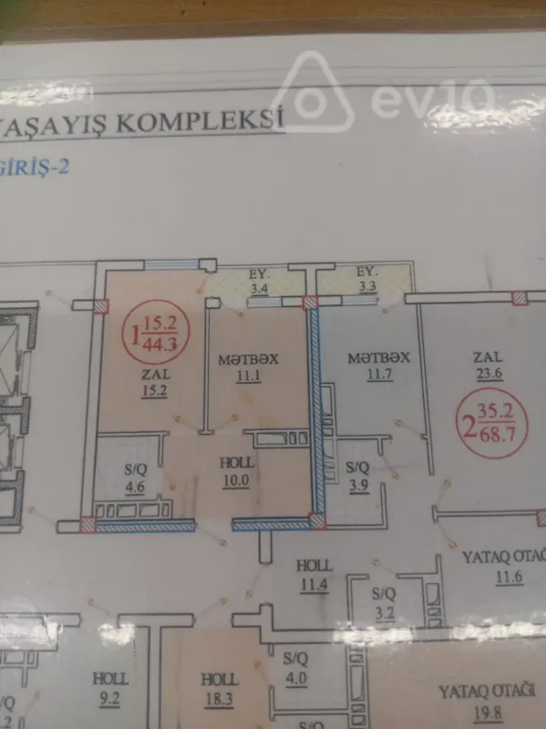 Satılır 1 otaqlı yeni tikili 44.3 m²