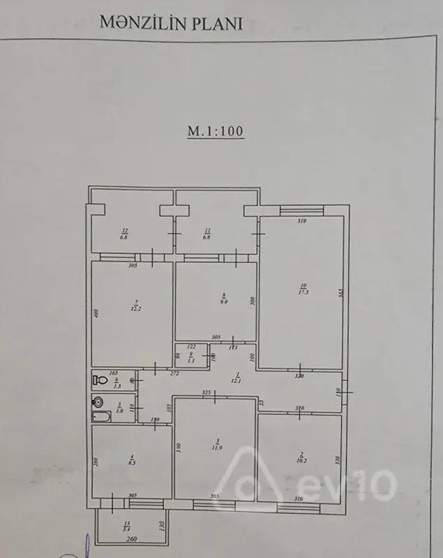Satılır 5 otaqlı köhnə tikili 121 m²