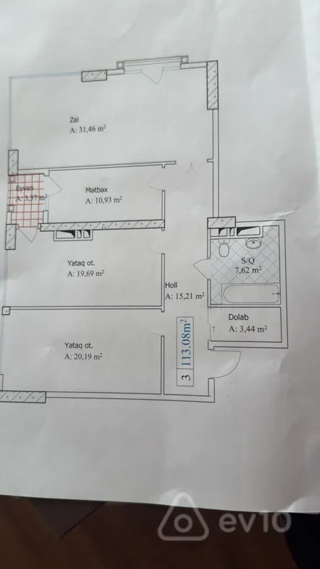 Satılır 3 otaqlı yeni tikili 113 m²