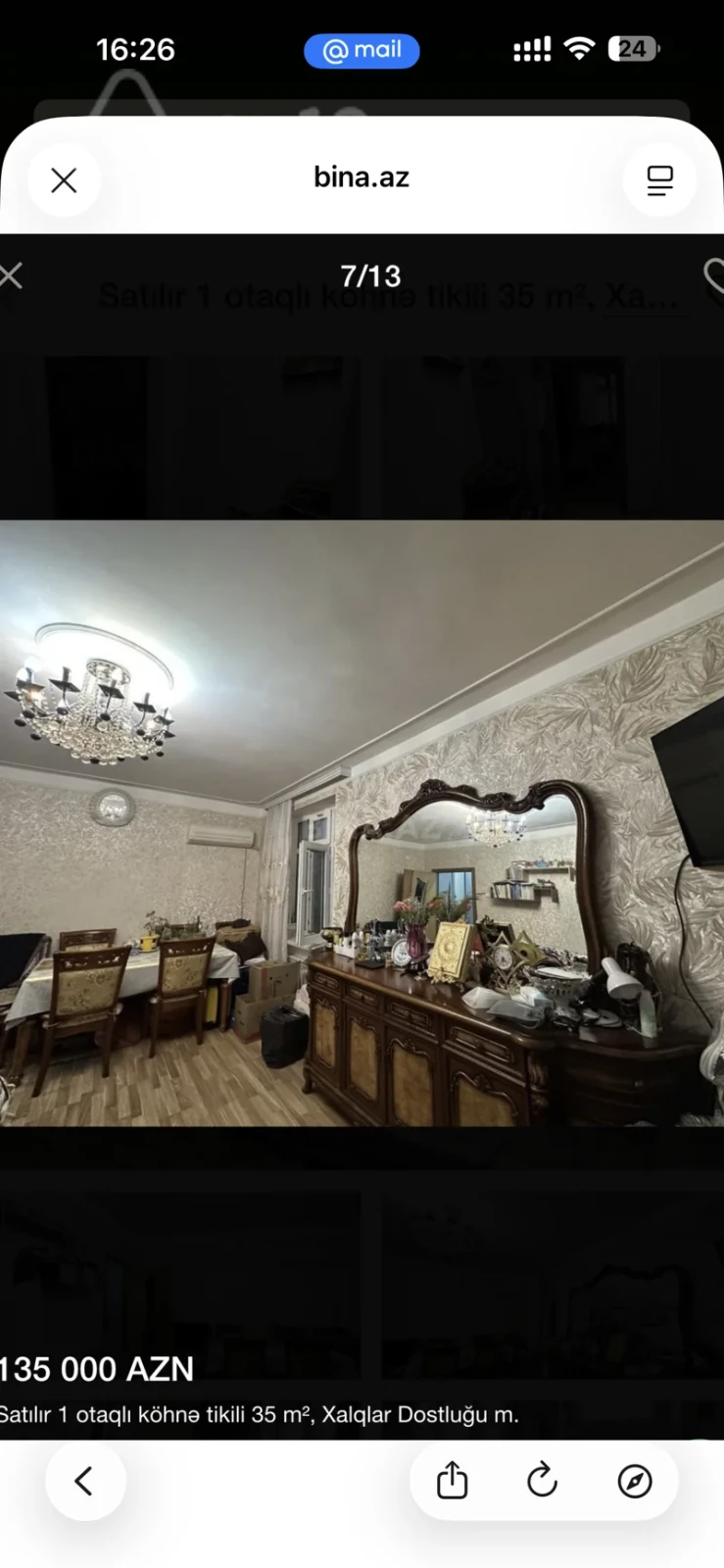 Satılır 2 otaqlı köhnə tikili 35 m²