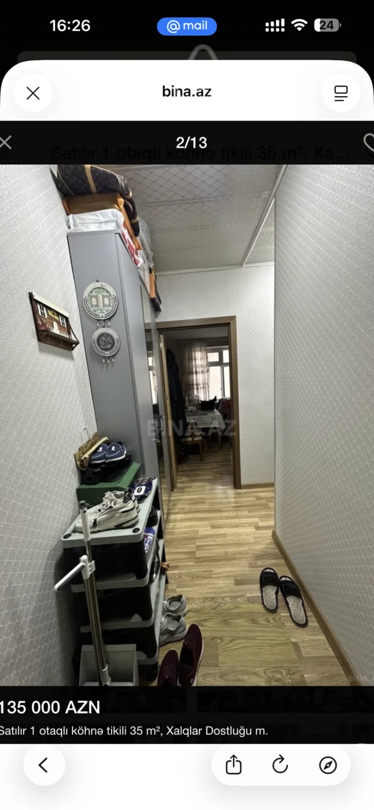 Satılır 2 otaqlı köhnə tikili 35 m²