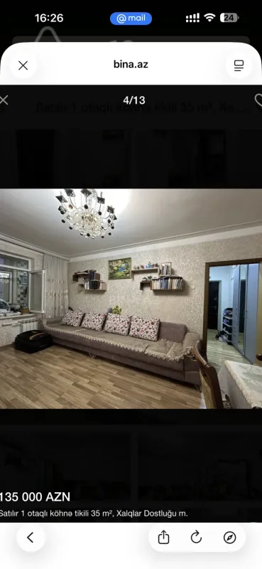 Satılır 2 otaqlı köhnə tikili 35 m²