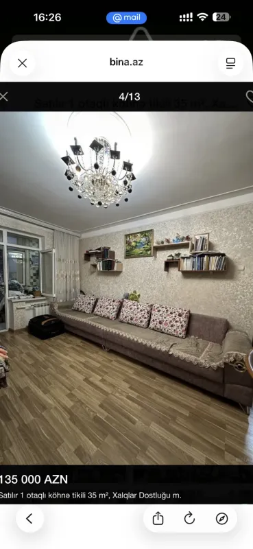 Satılır 2 otaqlı köhnə tikili 35 m²