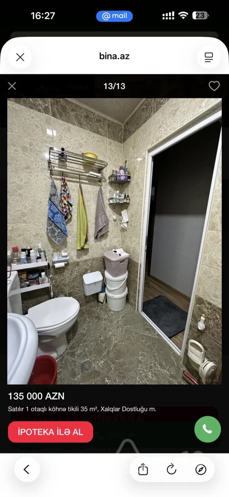 Satılır 2 otaqlı köhnə tikili 35 m²