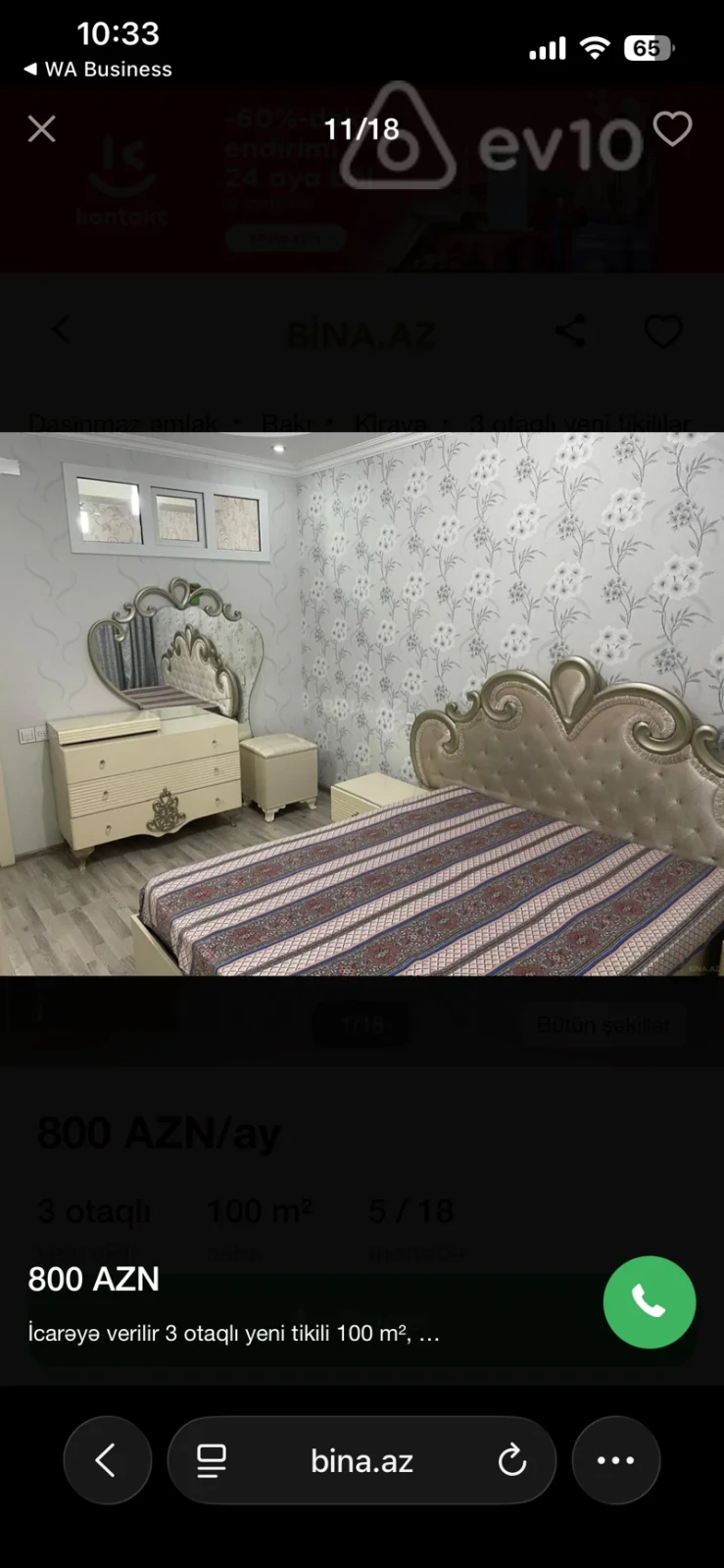 Kirayə verilir 3 otaqlı yeni tikili 100 m²