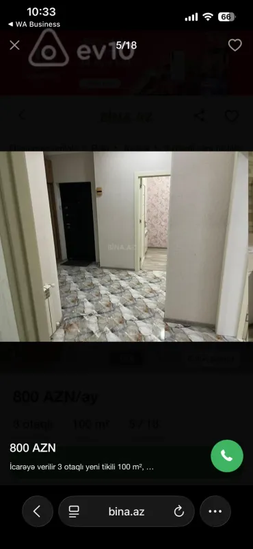 Kirayə verilir 3 otaqlı yeni tikili 100 m²