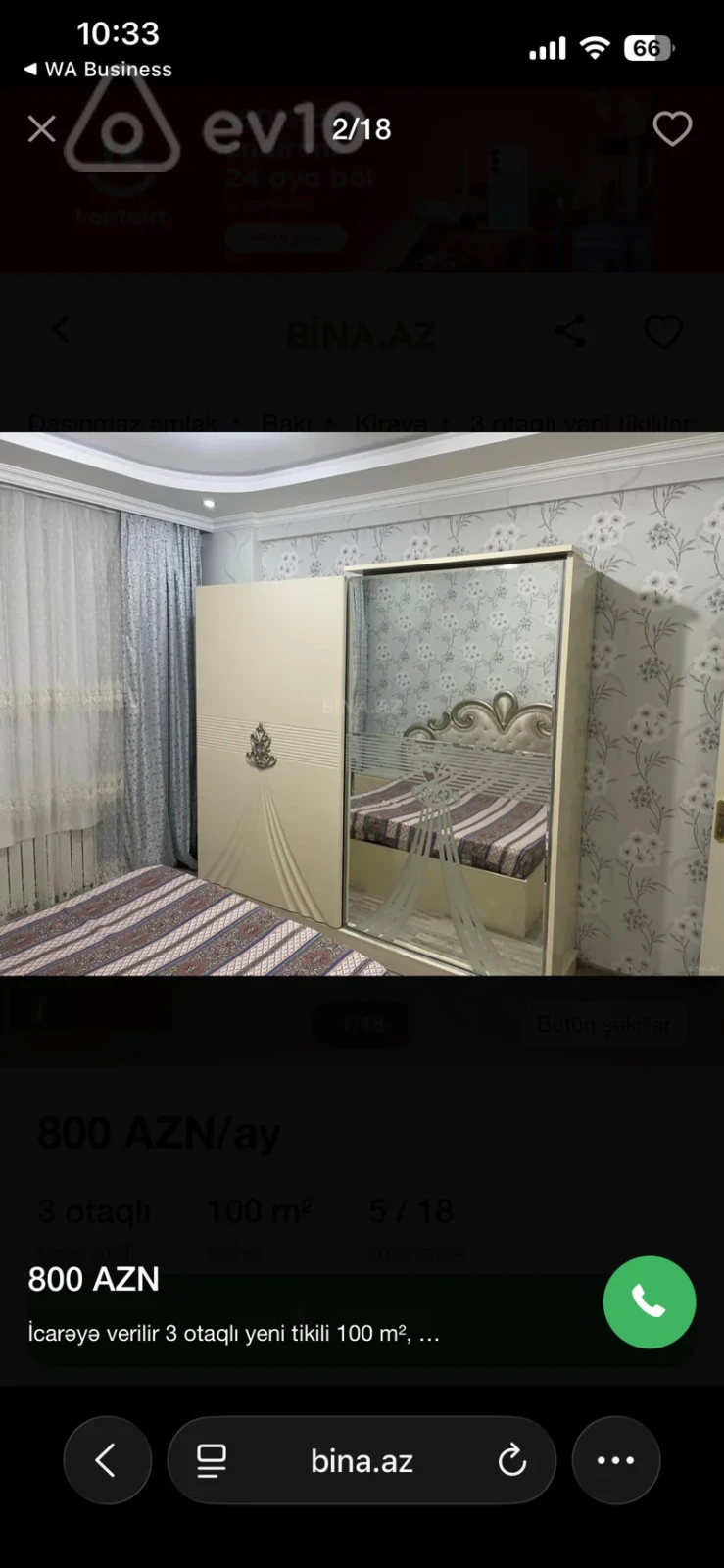 Kirayə verilir 3 otaqlı yeni tikili 100 m²