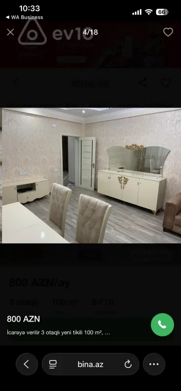 Kirayə verilir 3 otaqlı yeni tikili 100 m²