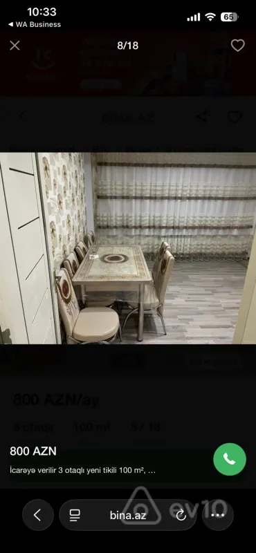 Kirayə verilir 3 otaqlı yeni tikili 100 m²