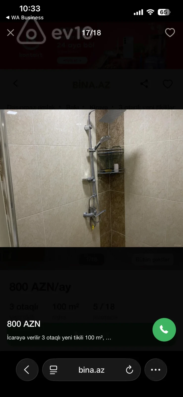 Kirayə verilir 3 otaqlı yeni tikili 100 m²