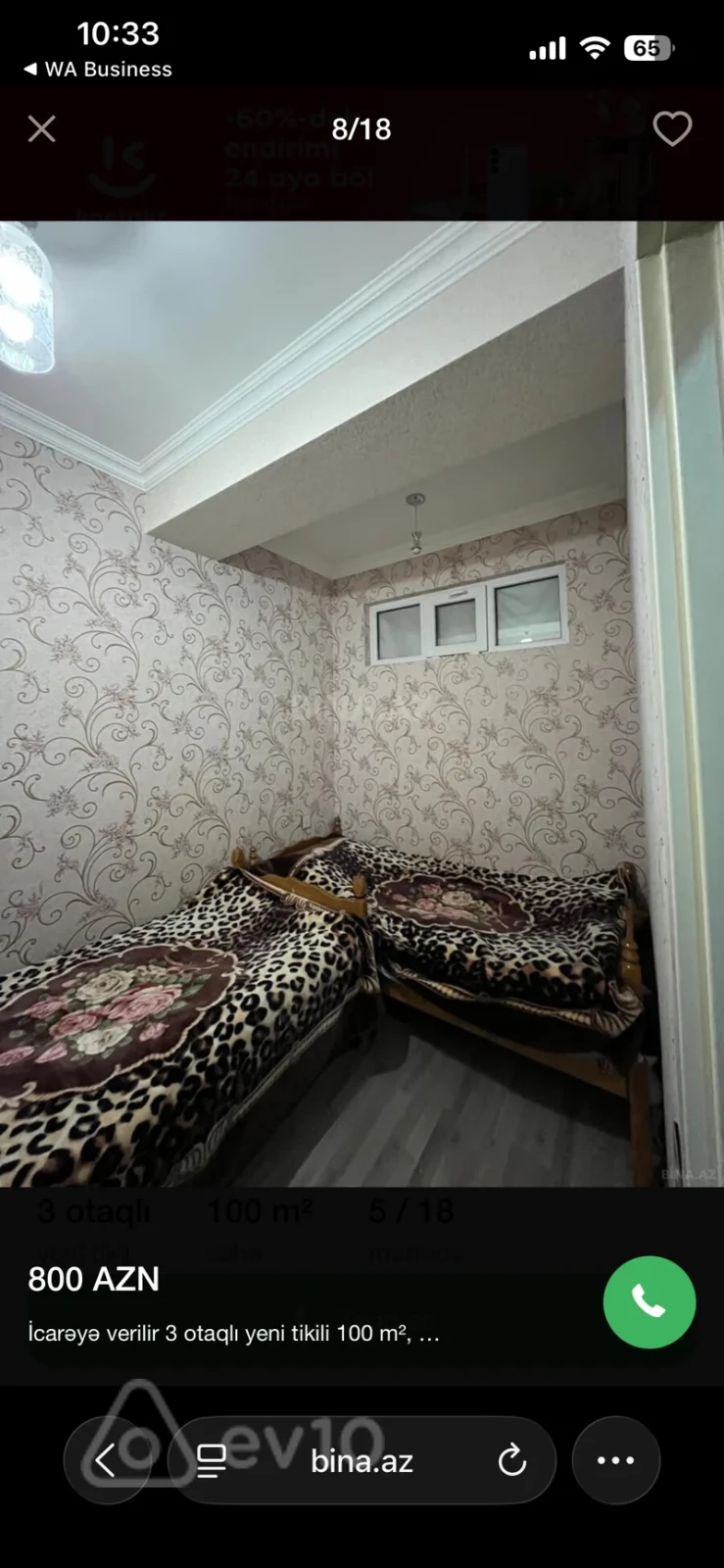 Kirayə verilir 3 otaqlı yeni tikili 100 m²