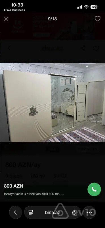 Kirayə verilir 3 otaqlı yeni tikili 100 m²