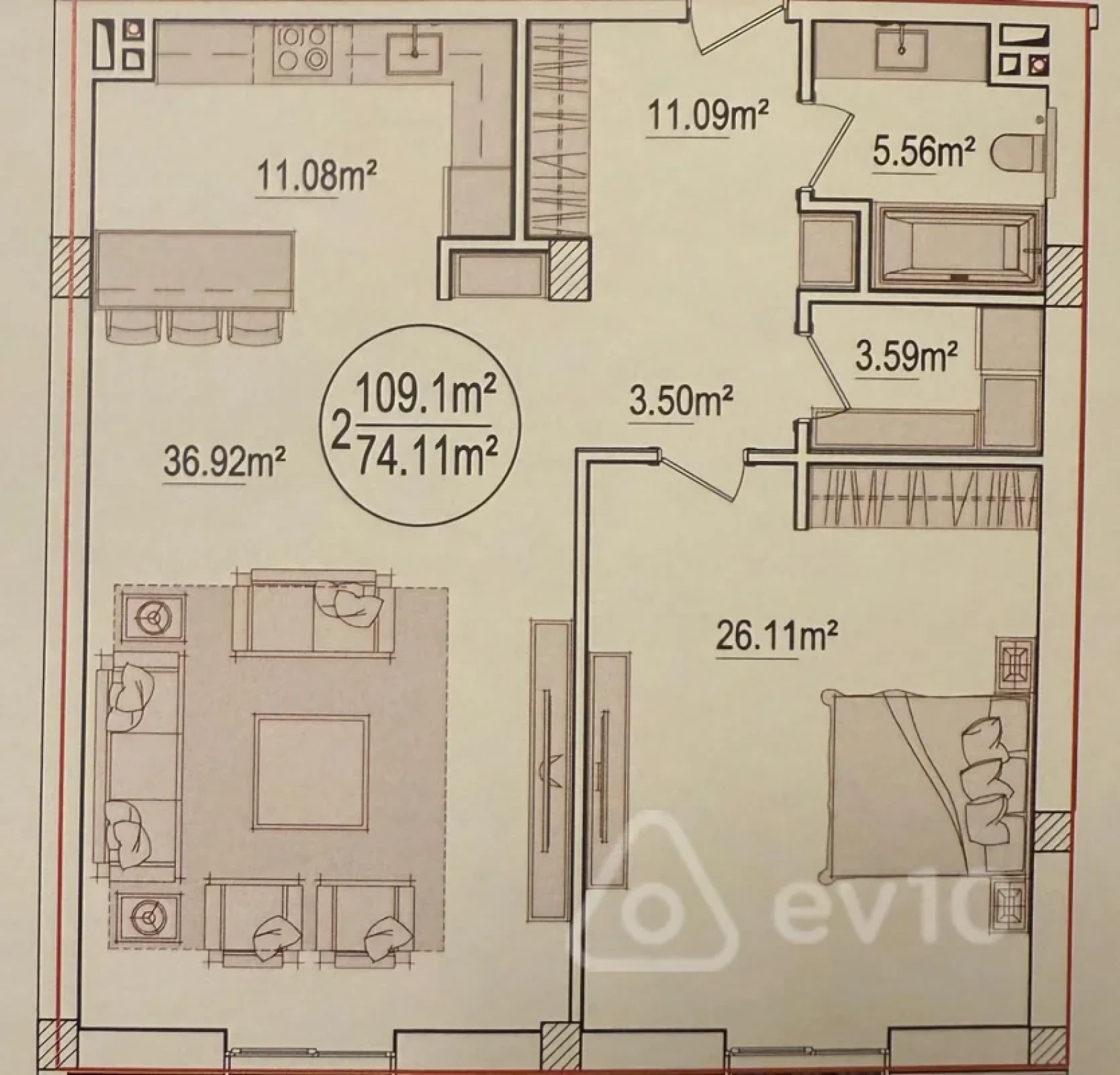 Satılır 2 otaqlı yeni tikili 109.1 m²