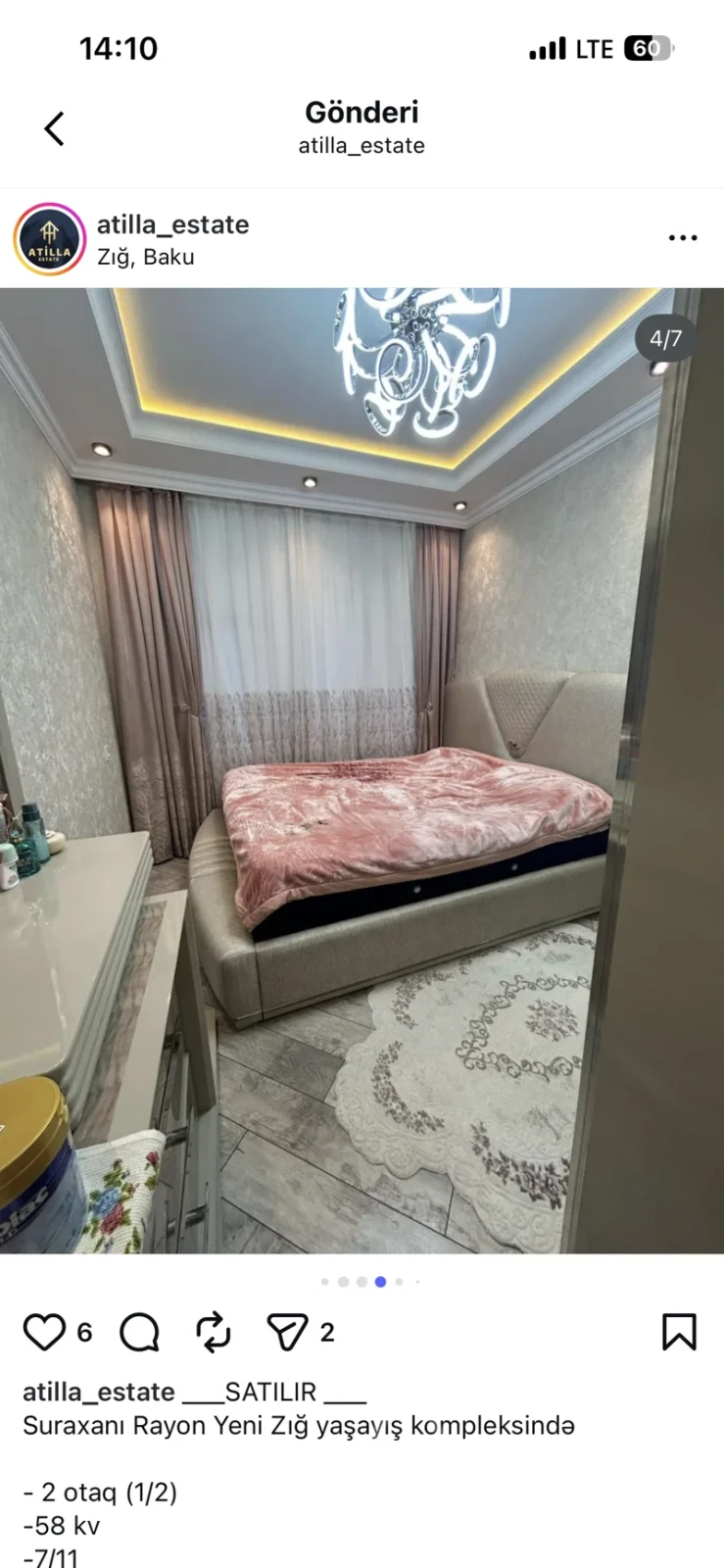 Kirayə verilir 2 otaqlı yeni tikili 70 m²