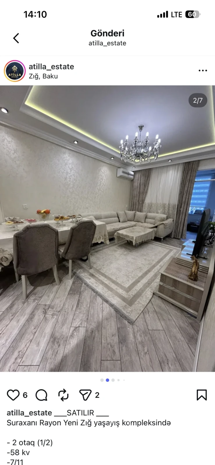 Kirayə verilir 2 otaqlı yeni tikili 70 m²