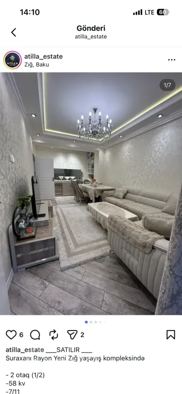 Kirayə verilir 2 otaqlı yeni tikili 70 m²