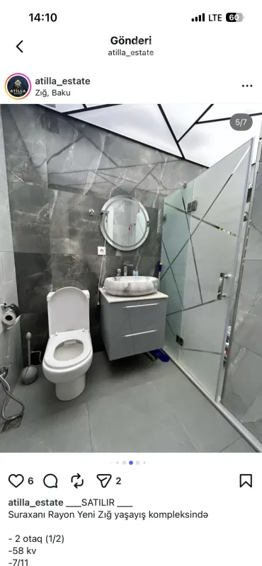 Kirayə verilir 2 otaqlı yeni tikili 70 m²