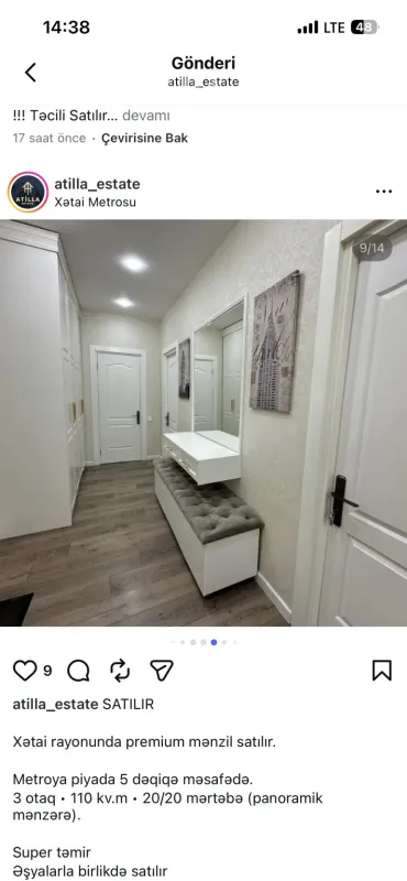 Kirayə verilir 2 otaqlı yeni tikili 75 m²