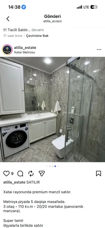 Kirayə verilir 2 otaqlı yeni tikili 75 m²