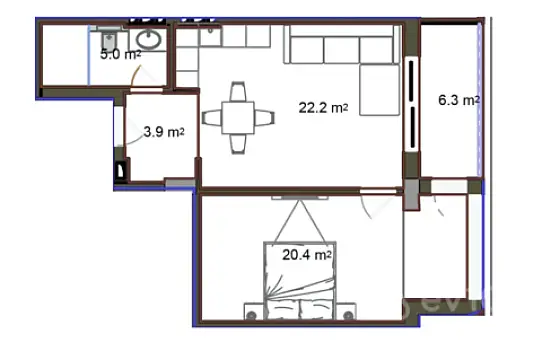 Satılır 2 otaqlı yeni tikili 68.8 m²