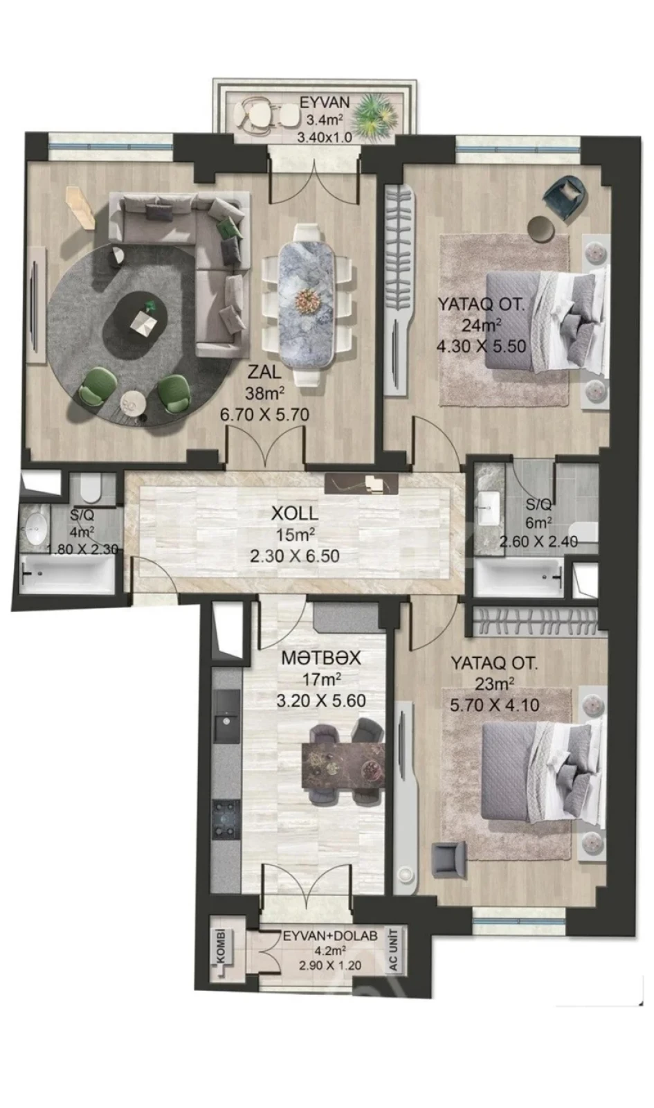 Satılır 3 otaqlı yeni tikili 146 m²