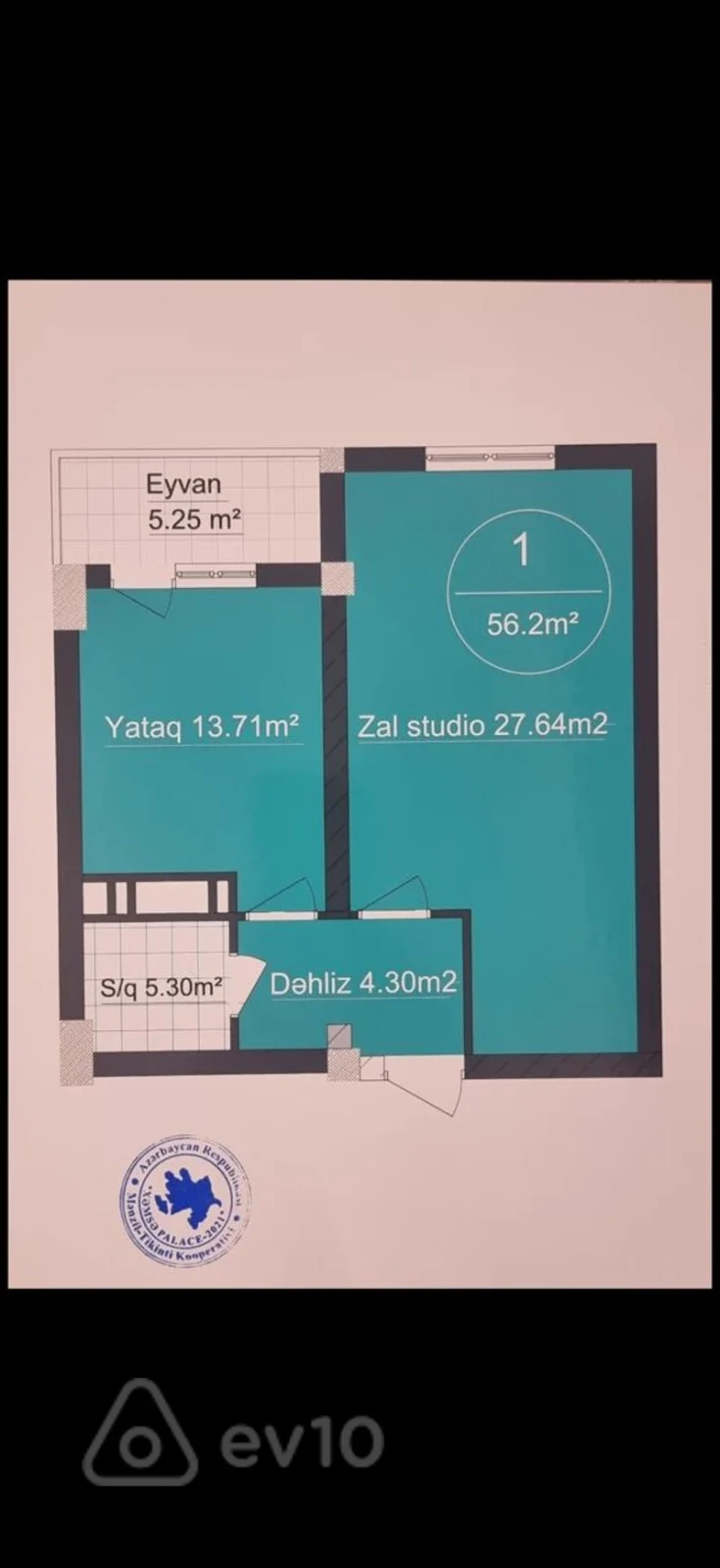 Satılır 2 otaqlı yeni tikili 56.2 m²