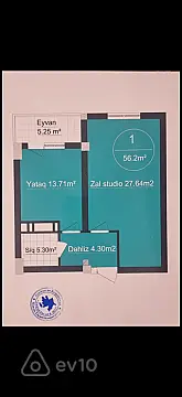 Satılır 2 otaqlı yeni tikili 56.2 m²