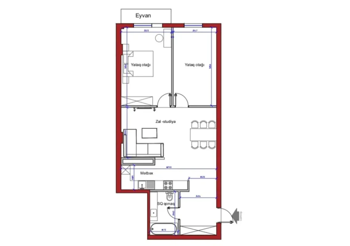 Satılır 2 otaqlı yeni tikili 82 m²