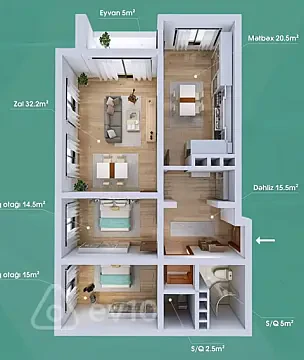 Satılır 3 otaqlı yeni tikili 110 m² — Bakı, Xətai 3 otaq 110.00 m²