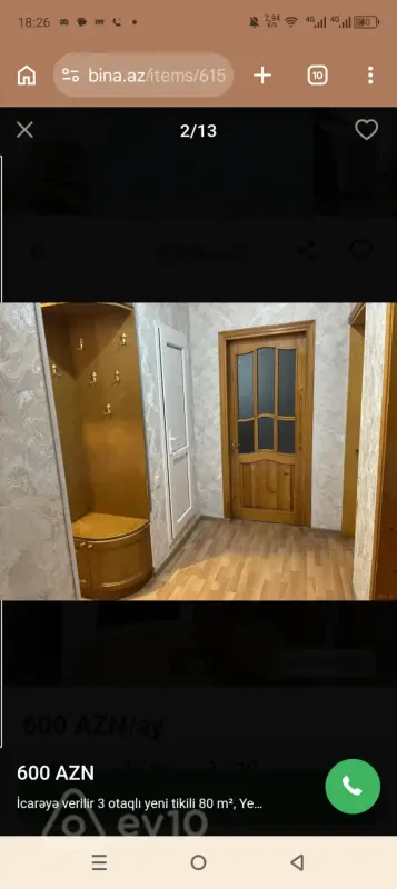 Kirayə verilir 3 otaqlı yeni tikili 80 m²