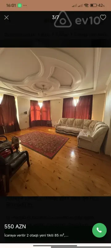 Kirayə verilir 2 otaqlı yeni tikili 85 m²