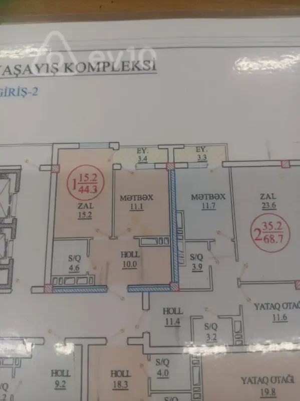 Satılır 1 otaqlı yeni tikili 44.3 m²