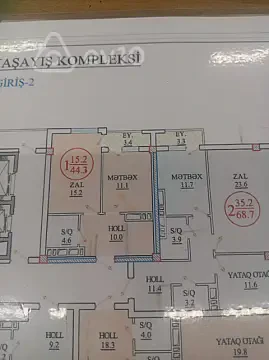 Satılır 1 otaqlı yeni tikili 44.3 m² — Bakı, Yasamal 1 otaq 44.30 m²