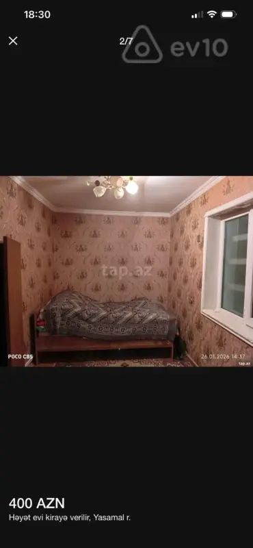Kirayə verilir 2 otaqlı həyət evi 51 m²