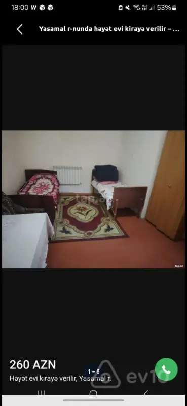 Kirayə verilir 1 otaqlı həyət evi 40 m²