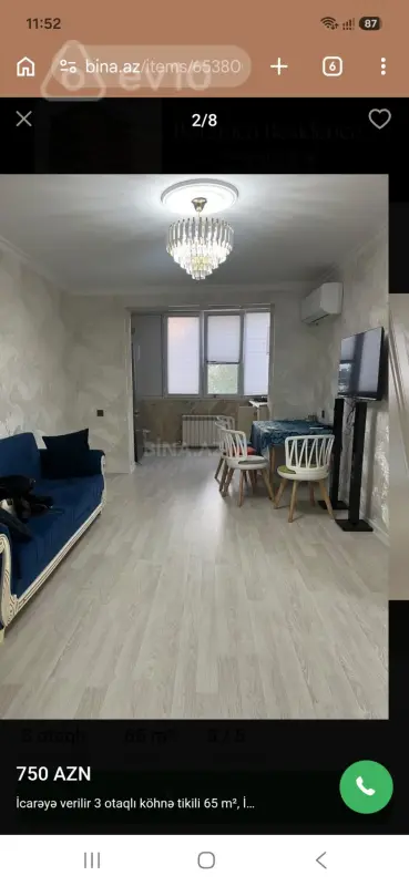 Kirayə verilir 3 otaqlı köhnə tikili 65 m²