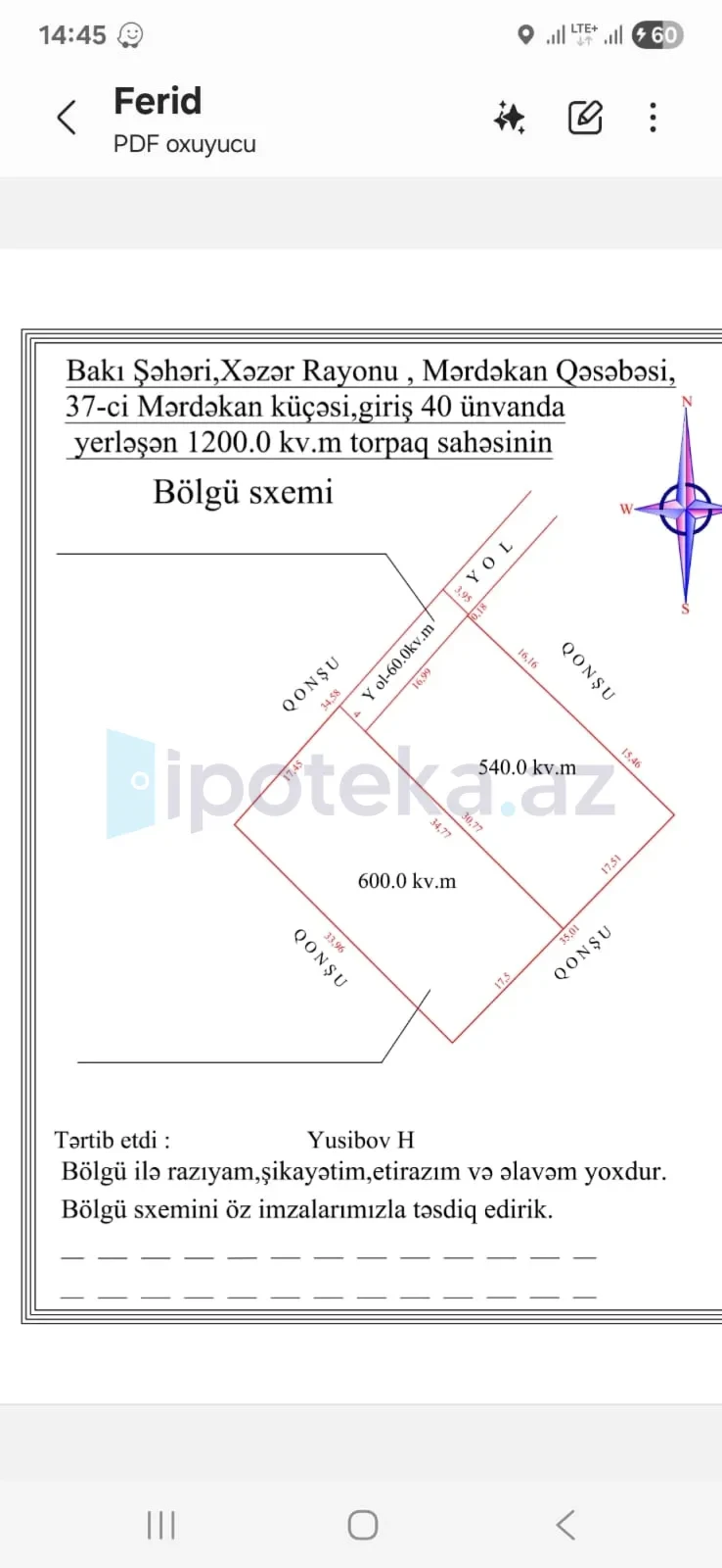Satılır torpaq sahəsi 6 m²