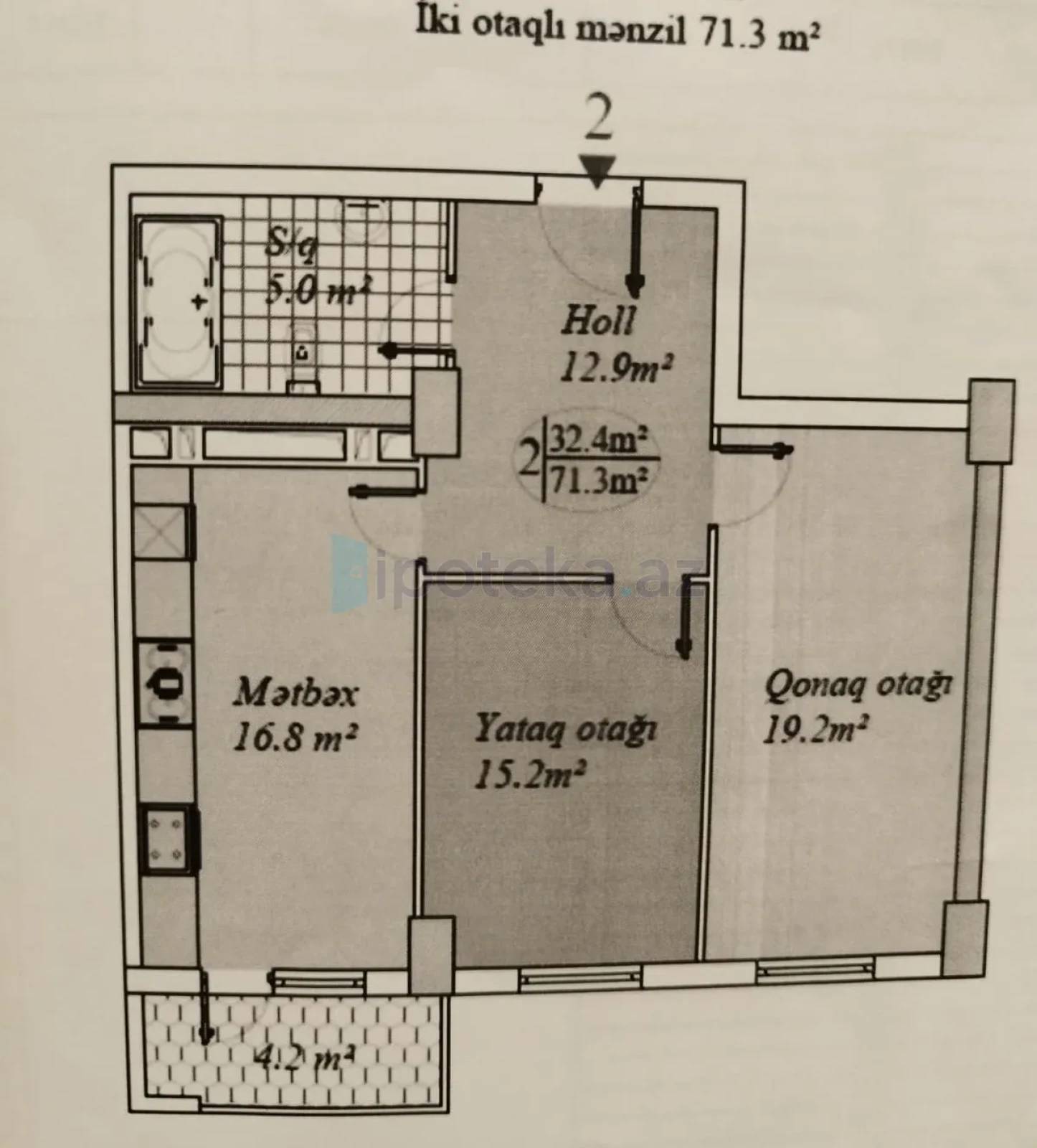 Satılır 3 otaqlı yeni tikili 72 m²
