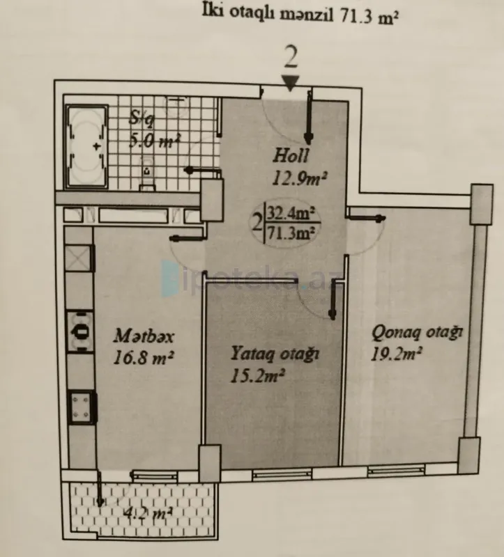 Satılır 3 otaqlı yeni tikili 72 m²